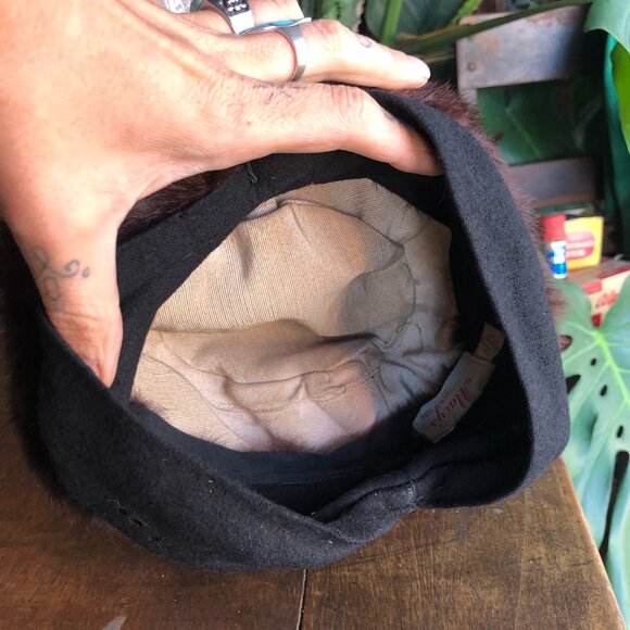 1960s Macy's Brown Rabbit Fur Winter Hat , Ladies Winter Hat , High Fashion Turb - Picture 9 of 10